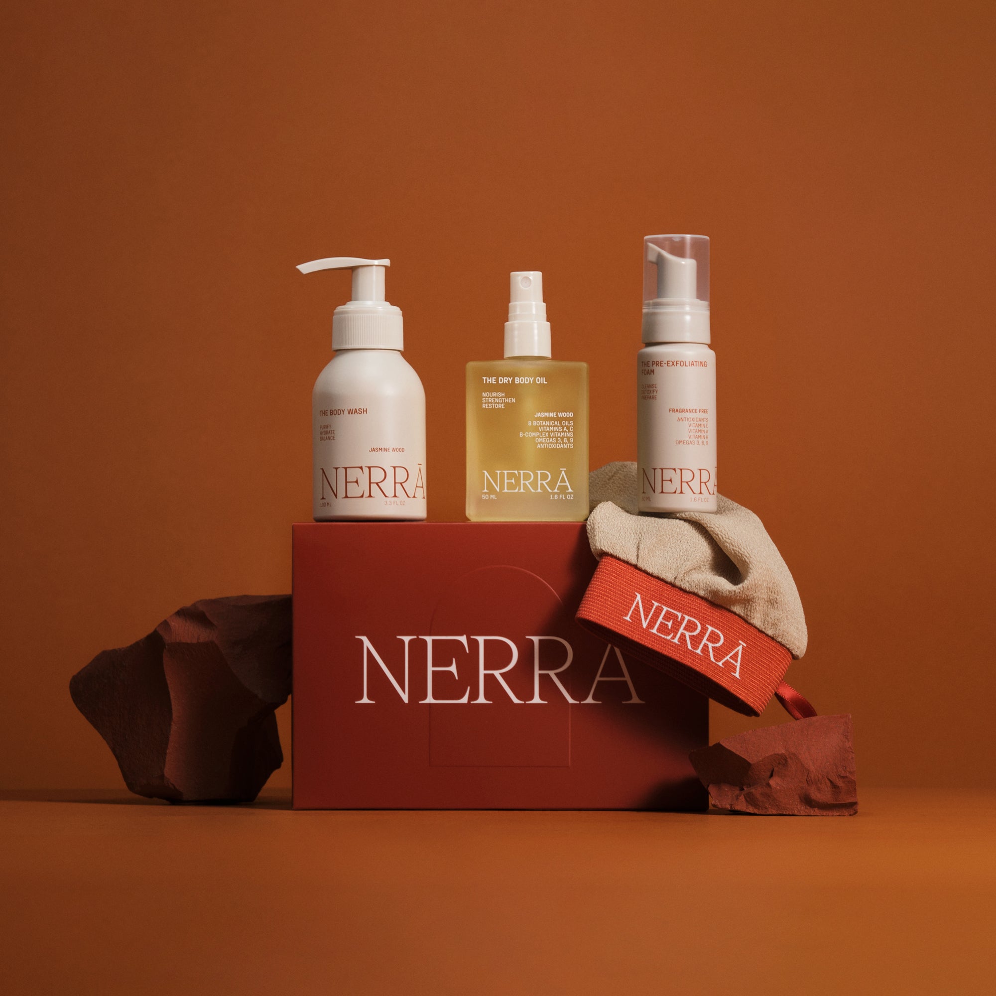 NERRA Mini Bathhouse Ritual products in use